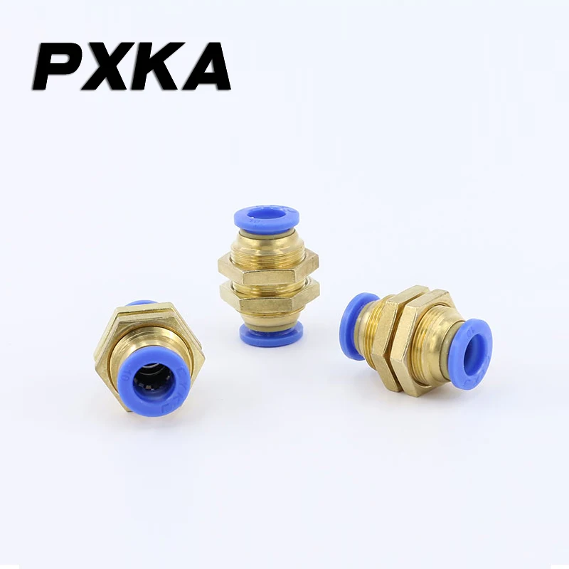 2PCS Diaphragm straight-through two-way through-plate thread PM-4/6/8/10/12mm quick-acting pneumatic butt joint