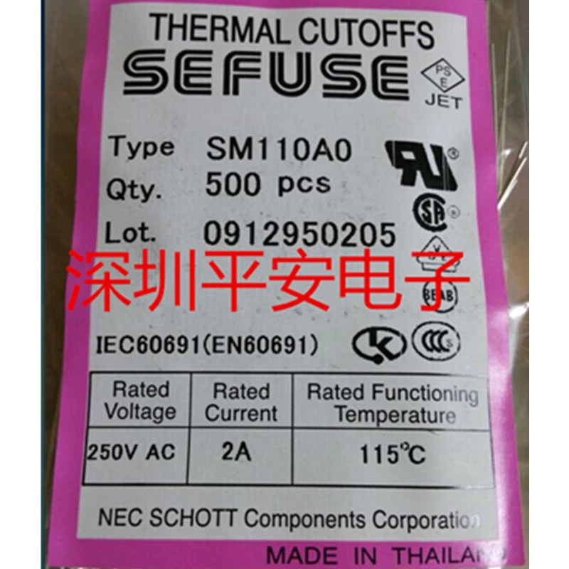 500Pcs Microtemp Thermal Fuse 115 Degree TF Cutoff 2A 250V SM110A0