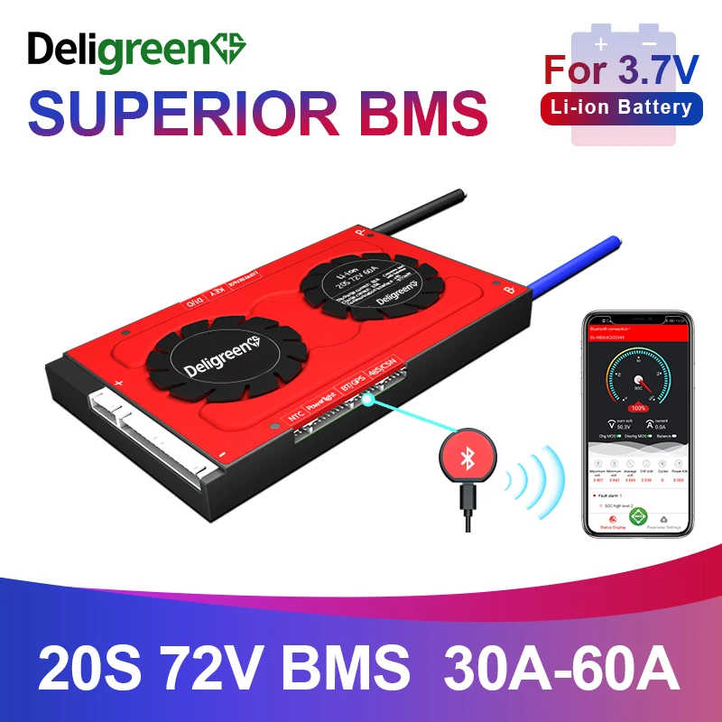 Bluetooth bms 20s 30a 40a 60a versão inteligente 485 uart para o dispositivo usb baterias de lítio 3.7v display de energia lcd ntc
