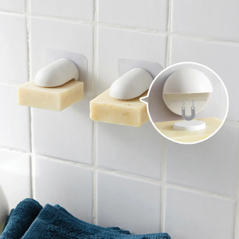 Creative Magnet Soap Dispenser Toilet Soap Box Without Perforation And Draining Suction Cup Household Wall-mounted Soap Dish