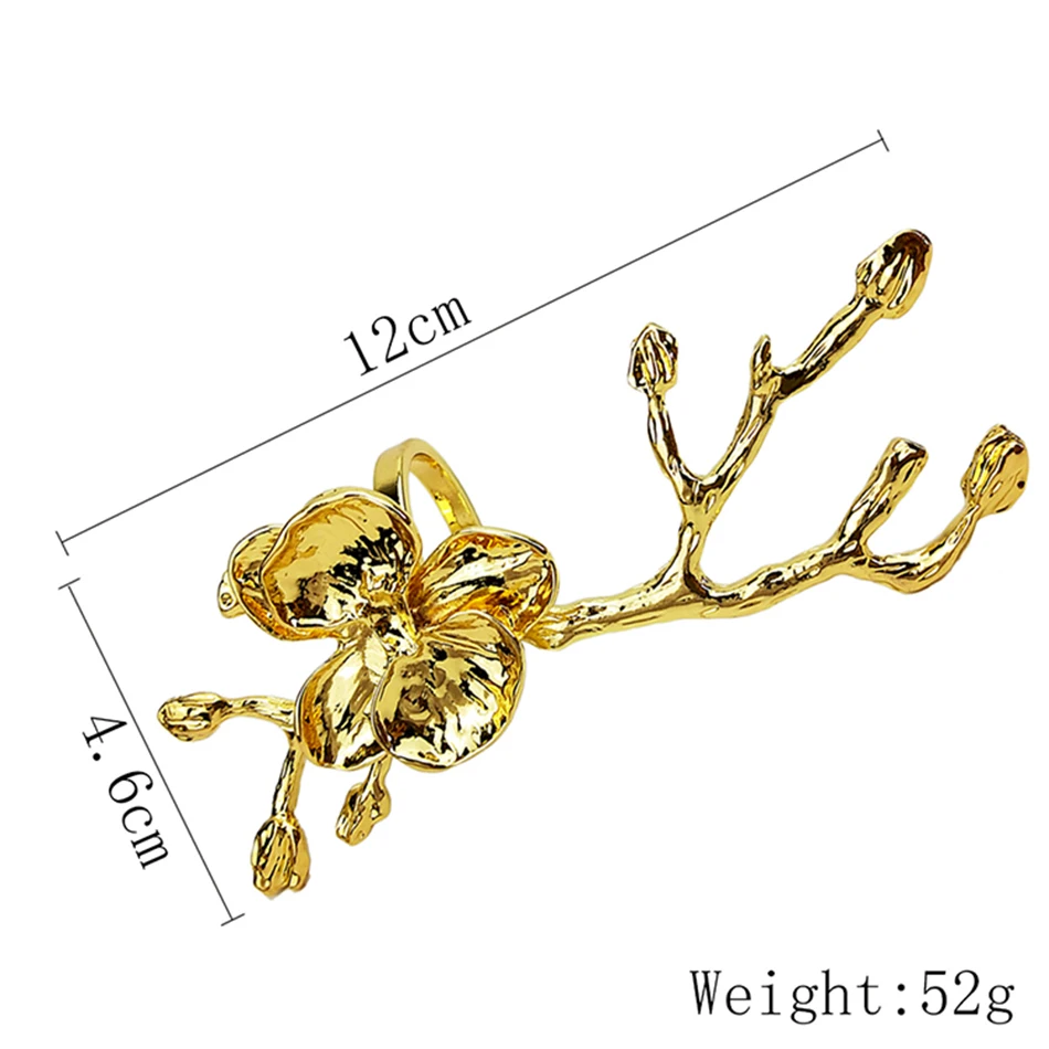 4PCS Christmas Wedding Easter Napkin Rings,Plum Blossom Golden Napkin Buckles,Dinner Parties Dining Table Decor Napkin Holder