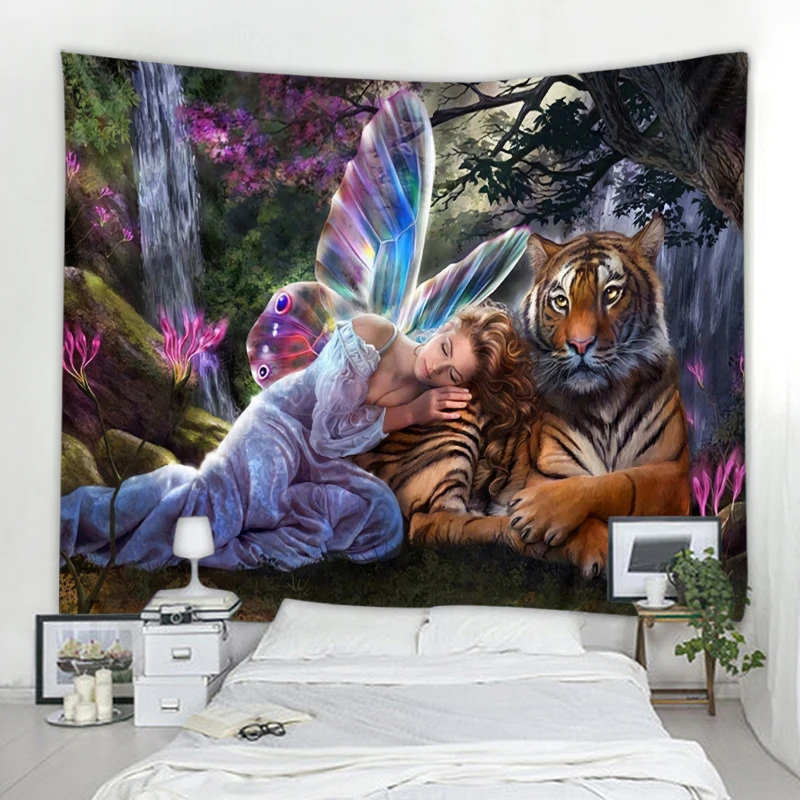 

Beauty Beast Background Decoration Wall Tapestry Nordic Bohemian Hippie Wall Decoration Tapestry Bedroom Living Room Decoration