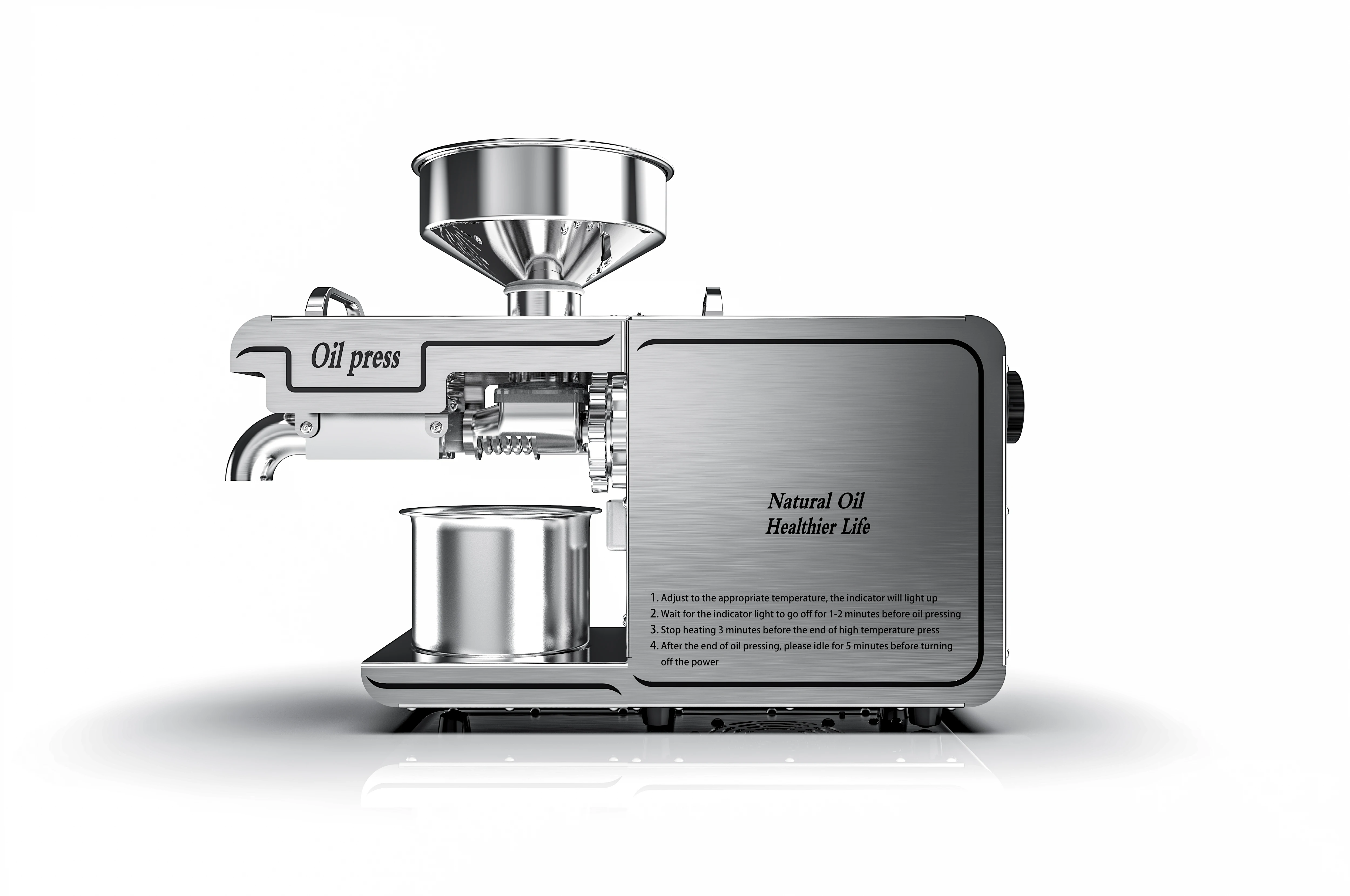 Prensa de aceite eléctrica automática para uso doméstico, máquina de freír de acero inoxidable, temperatura ajustable, Extractor caliente en frío de fácil funcionamiento