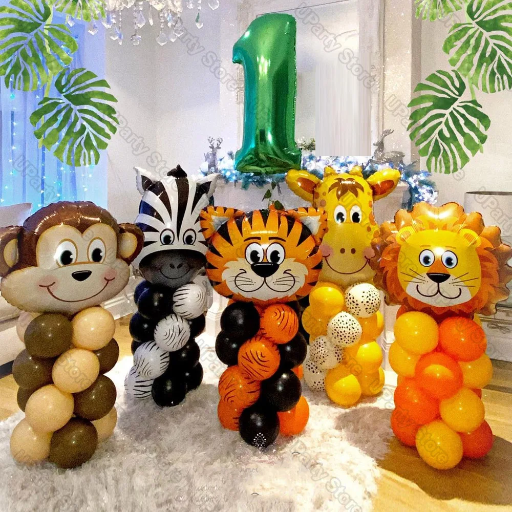 1 Set Safari Birthday Balloons Wild One Jungle Animal Foil Helium Globos for Baby Shower Safari Birthday Party Decor Supplies