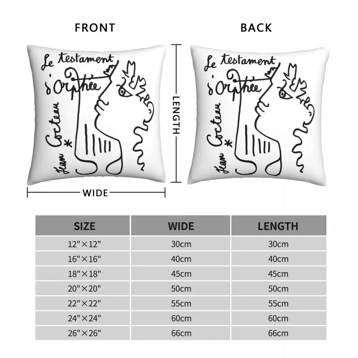 Cocteau Le Testament D Orphee Square Pillowcase Polyester Linen Velvet Printed Zip Decor Throw Pillow Case Sofa Seater Cushion