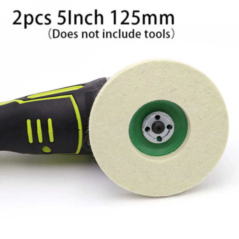 2 pezzi 5 pollici 125mm lana lucidatura ruota smerigliatrice angolare lucidatura disco levigatura tamponi abrasivi per vetro ceramica pietra gioielli in metallo