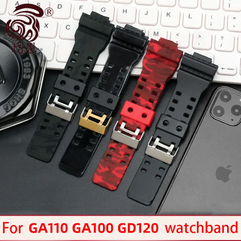 

Silicone watchband for G-Shock series watch strap ga-110gb gd120ga sports silicone strap ga110 ga100 gd120 resin watch belt 16mm