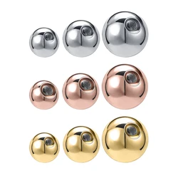 ZS 5-50Pcs 16G Stainless Steel Piercing Screw Replacement Ball Rose Gold Plated Earring Balls Nose Labret Helix Piercing Ball