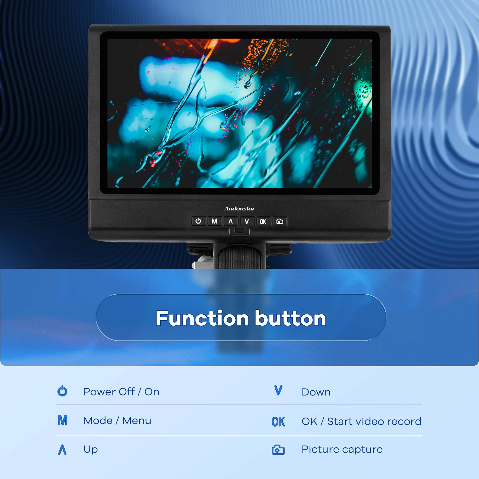 Andonstar-microscopio Digital AD249M con 3 lentes, pantalla LCD ajustable de 10 pulgadas para soldar, microscopio electrónico de vídeo de 1080P