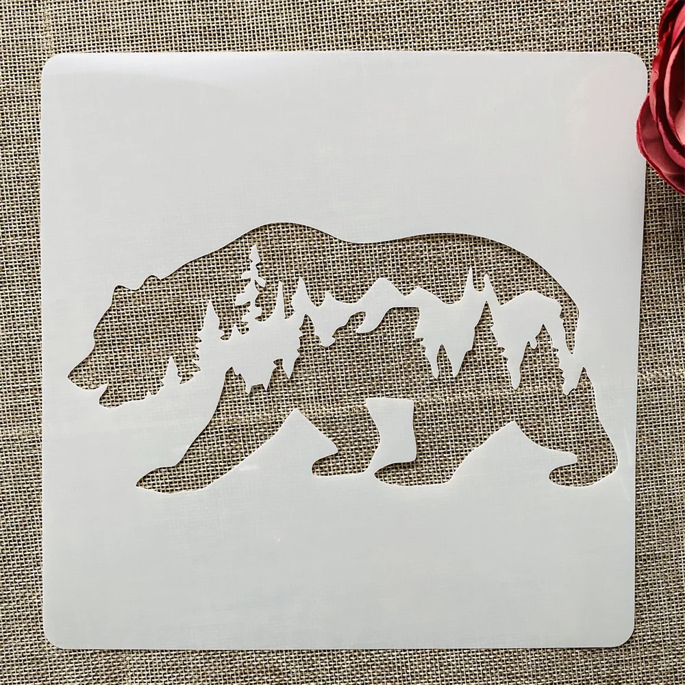 

20*20cm Bear Forrest DIY Layering Stencils Wall Painting Scrapbook Coloring Embossing Album Decorative Template