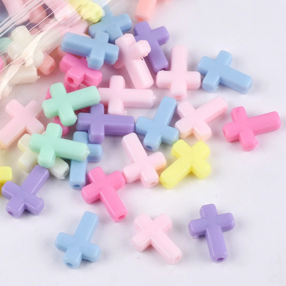 16x12mm Cross Shape Opaque Acrylic Plastic Loose Spacer Beads Wholesale Lot for Jewelry Making DIY Findings