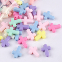 50pcs 16x12mm Cross Shape Opaque Acrylic Plastic Loose Spacer Beads Lot for Jewelry Making DIY Findings