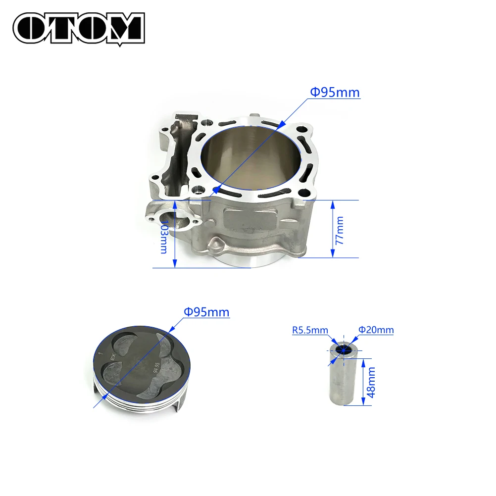 OTOM Motocycle Cylinder Piston Assembly 95mm Big Bore Cylinder Kit 5TA-11311-12-00/99999-03528-00 For YAMAHAY YZF WRF 450 YFZ450