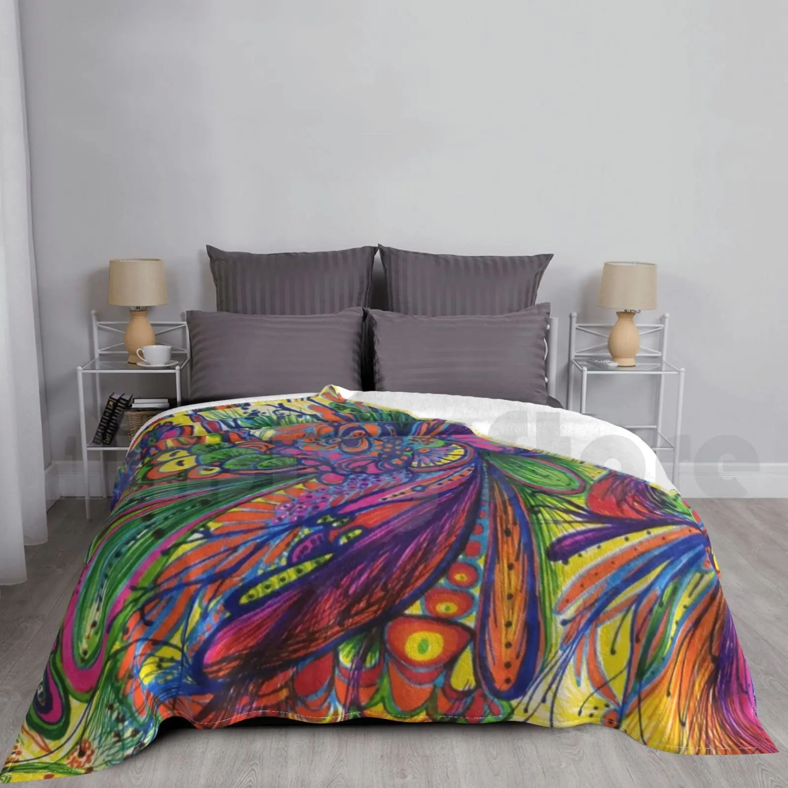 Fiddling Around Blanket Fashion Custom 217 Color Colorful Rainbows Spectrum Abstract Neon Musical