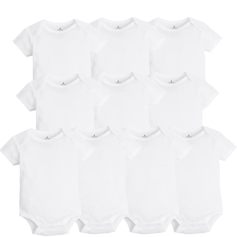 10 PCS/LOT Baby Bodysuits Newborn Baby Clothing Cotton White Kids Jumpsuits Baby Boy Girl Clothes Infantil Costume 0-24M