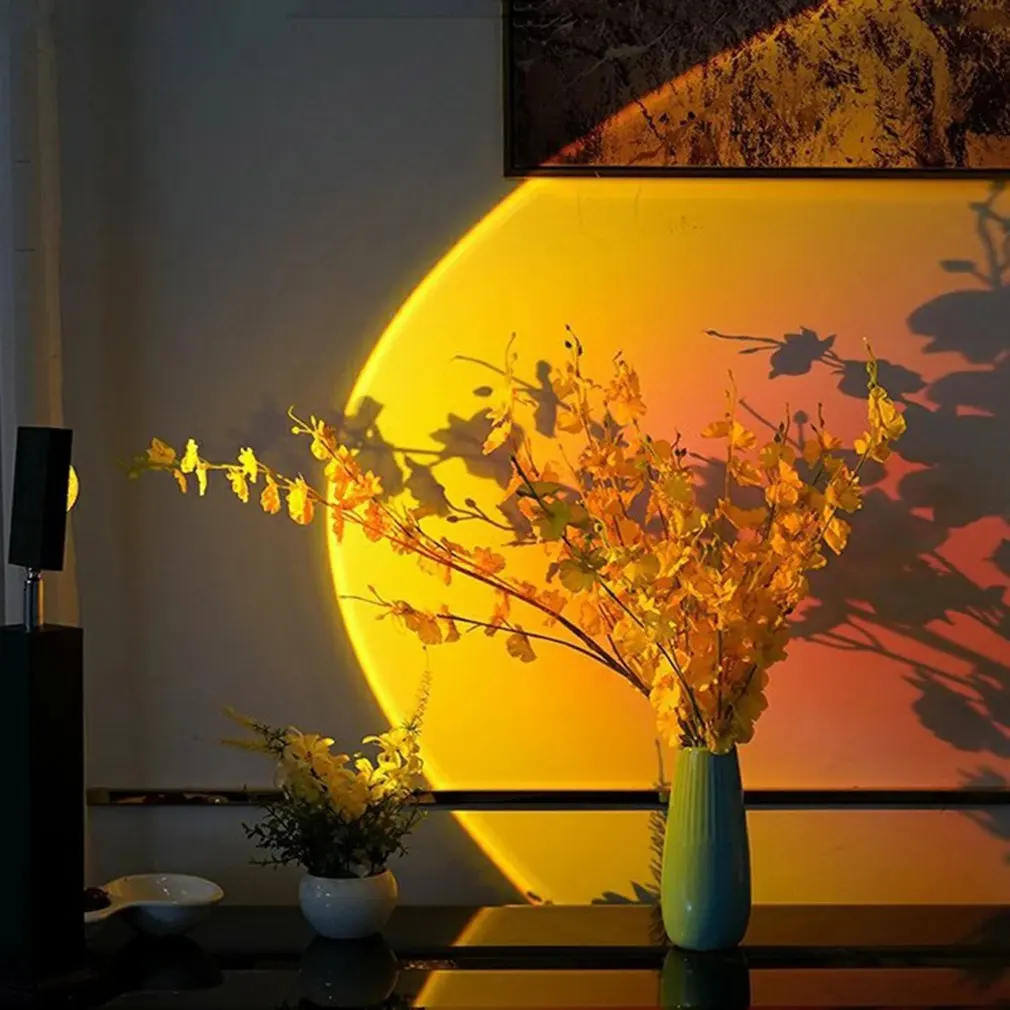 Sunset Projector Lamp Atmosphere Led Night Light for Home Bedroom Coffe shop Background Wall Decoration USB Table Lamp