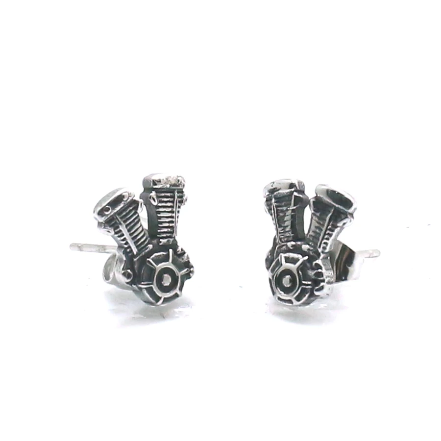 Unisex 316L Stainless Steel Motorcycle Engine Biker Rider Newest Stud Earrings