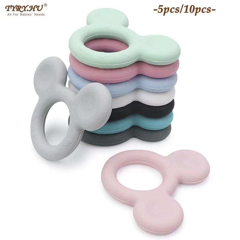 5/10pcs Baby Silicone Teether Food Grade Silicone Bead  Pacifier Clip Pendant Accessories Baby Teething Teether Toys Mickey