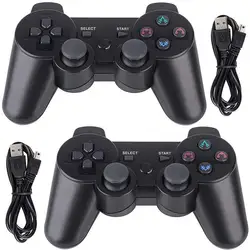 PS3 Controller 2 Pack Wireless 6-axis Dual Shock Gaming Controller for Sony Playstation 3 with Charging Cord (Black)