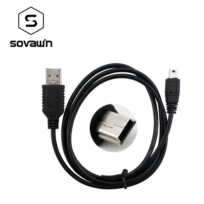 Sovawin 75cm 5 Pin Mini USB Cable Fast Charging Data Sync Transfer Cords for Sport MP3 MP4 Headset Carmera