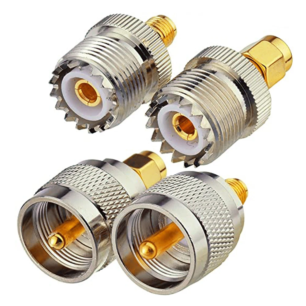 4 PCS/SET UHF Male Fmale PL259 SO239 to SMA Male Female Connector RF Coax Coaxial Adapter Kit