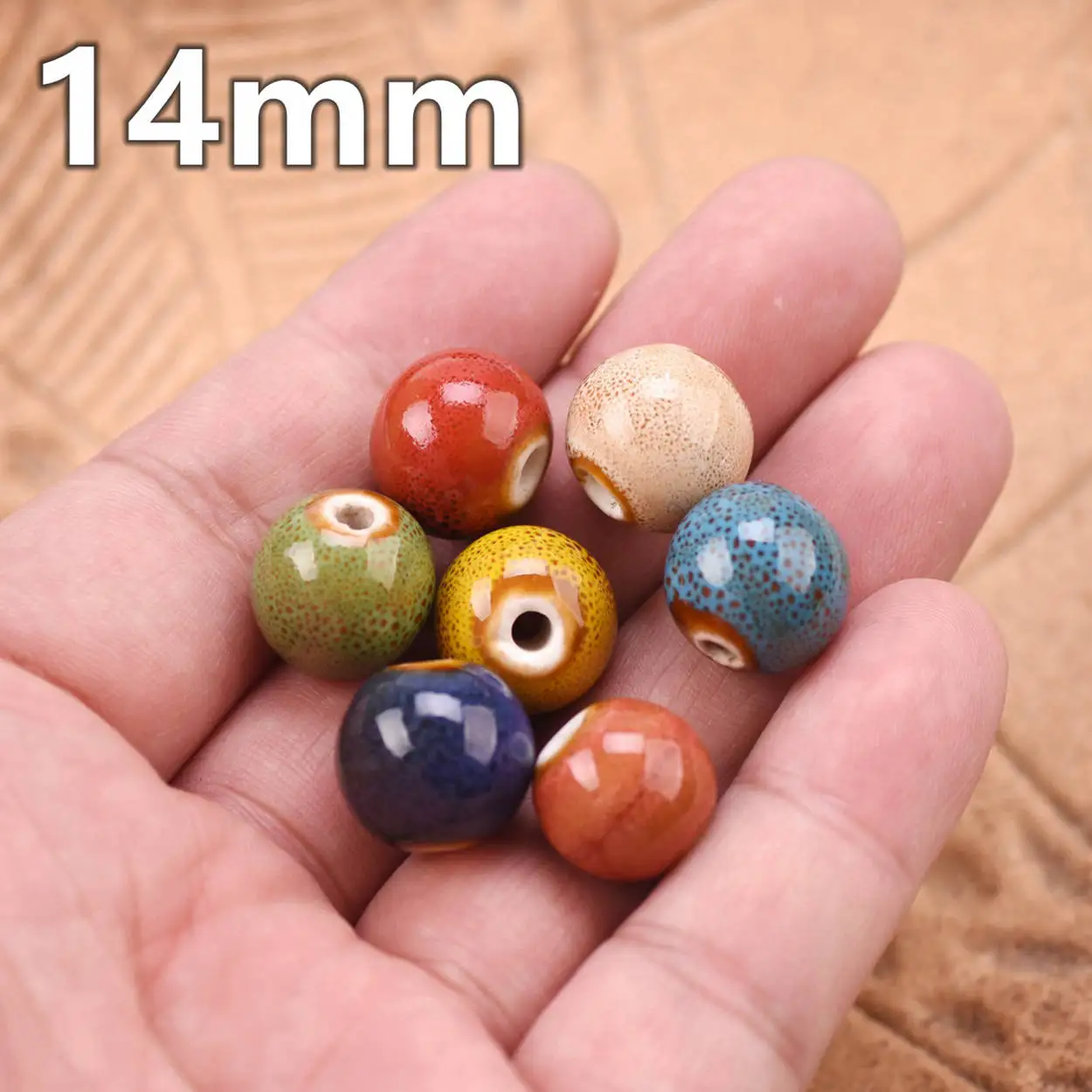 Round Random Mixed 6mm 8mm 10mm 12mm 14mm Handmade Ceramic Porcelain Loose Beads Lot for Jewelry Making DIY Crafts Findings