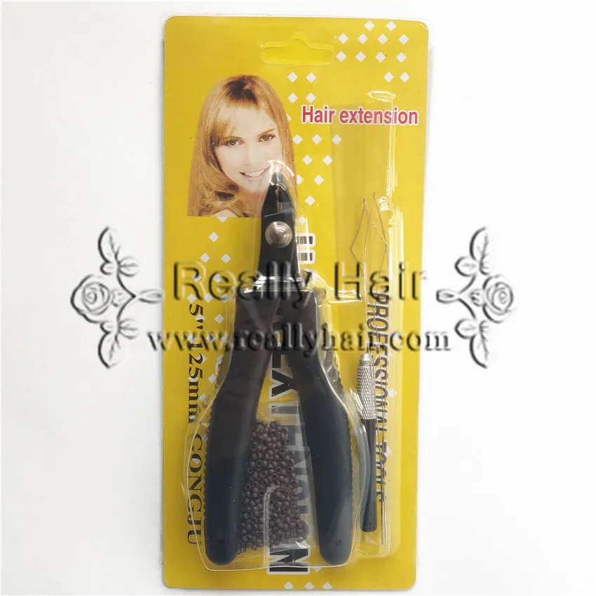 Nanorings Hair Extension Tool Kits (500/200 Pcs Nano Ringen + 1 Pcs Nano Tang + 1 Pcs nanorings Multifunctionele Naald)