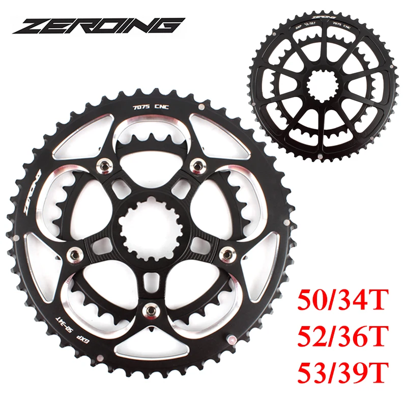 ZEROING Road Bike Chainring 50/34T 52/36T chainwheel 53/39T Double Sprocket For 9/10/11/12 Speed Folding Cycling parts