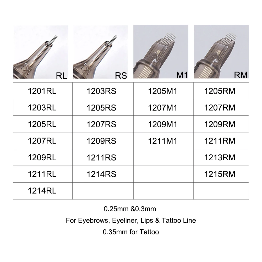 เข็มสักผสมตลับหมึกเข็มตลับหมึกสักเข็ม RL RS ฿ M1เข็มสักสำหรับ Universal Tattoo Machine