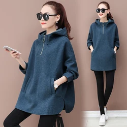 Hooded Sweatshirt Women Spring Autumn 2023 New Korean Loose Bat sleeve Hoodies Tops Casual Clothes Female zipper Sweatshirt Coat