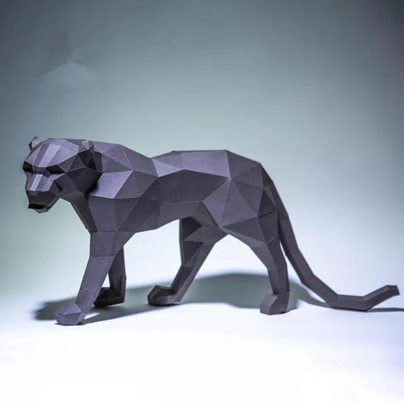 50cm Panther 3D Animal Paper Model Home Art DIY Creative Home Decorations Hand Made Action Figures Paper Craft Gift Adult Toys