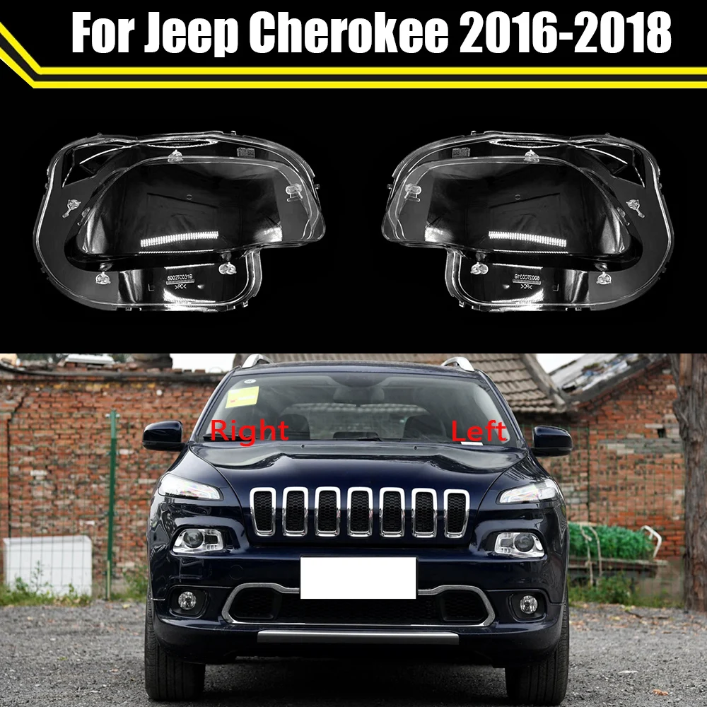 Front Car Bright Headlight Lens For Jeep Cherokee 2016 2017 2018 Headlamp Cover Replacement Auto Shell Transparent Lampshade