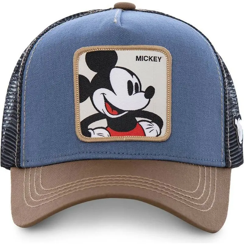 Gorra de béisbol de algodón para hombre y mujer, gorro de malla con estampado de Mickey y Anime, color azul y caqui, estilo Hip Hop, envío directo