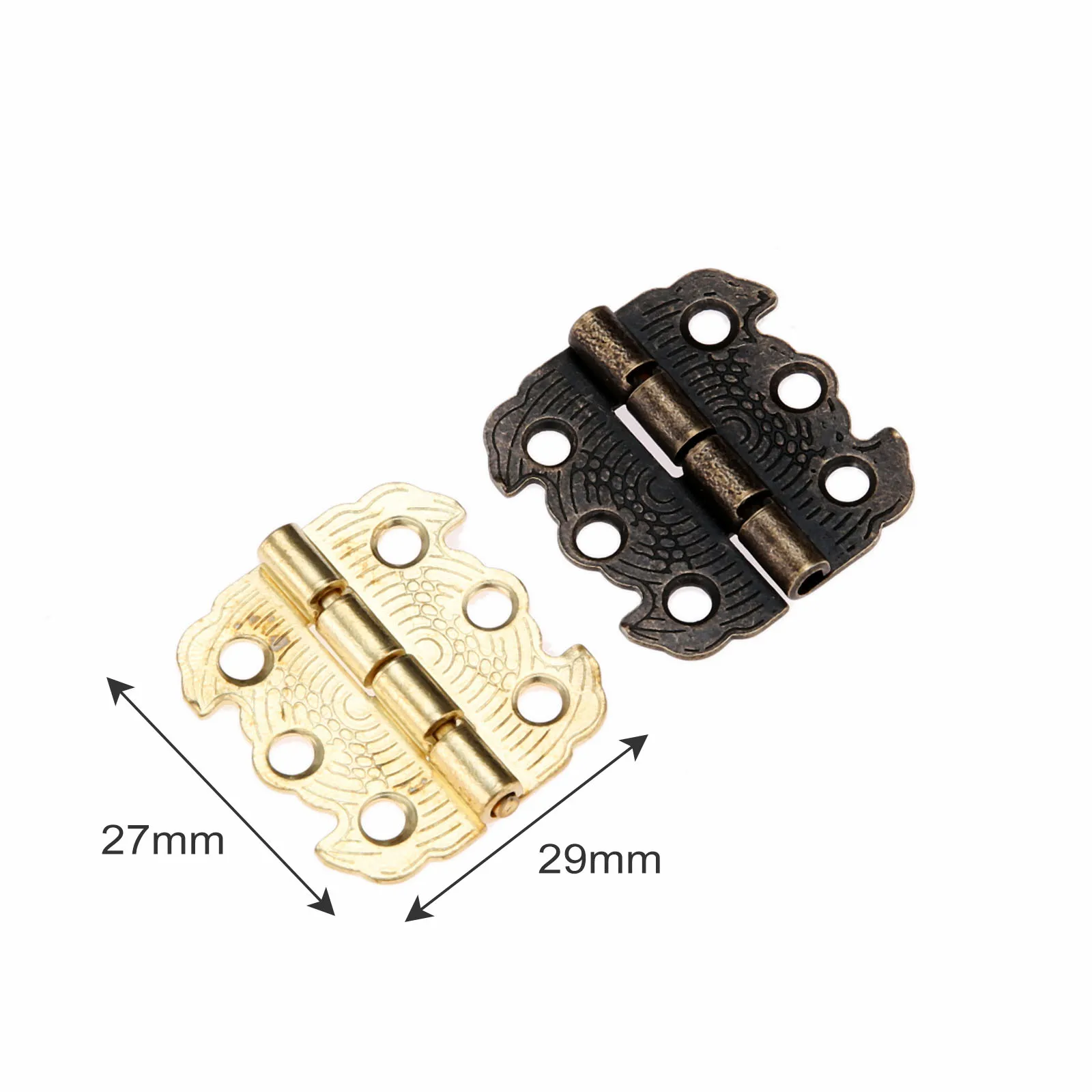 60Pcs 29*27mm Cabinet Door Furniture Hinge Jewelry Wood Boxes Decorative Hinge Furniture Fittings +Screws +Storage Box