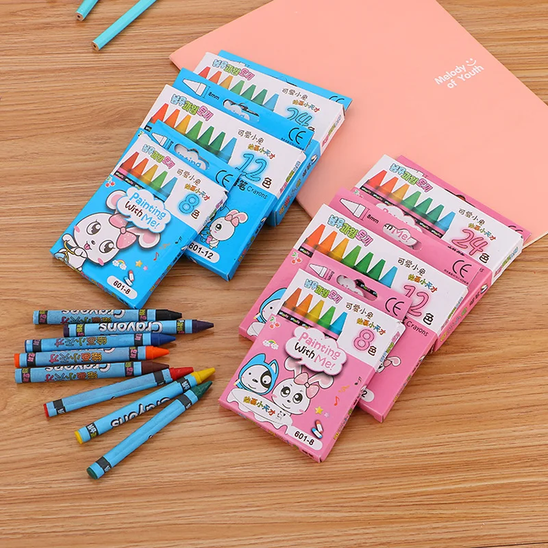 Creative 24 Colors Kids Drawing Toys Crayons Set Fashion Office School Supplies Cartoon Children Coloring Graffiti Crayon