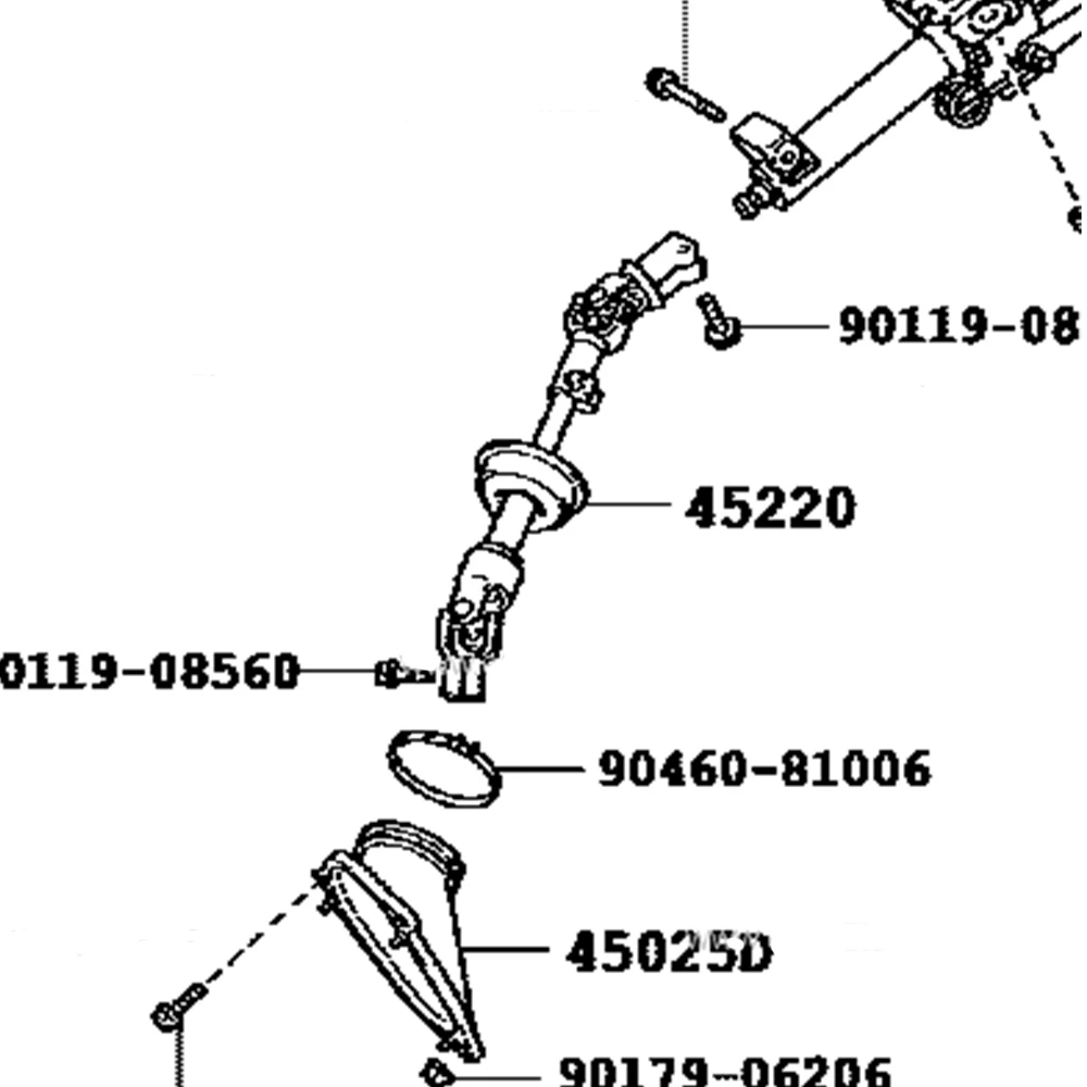 Lower Steering Column Shaft Fits 45220-33220 For Toyota Camry ACV45