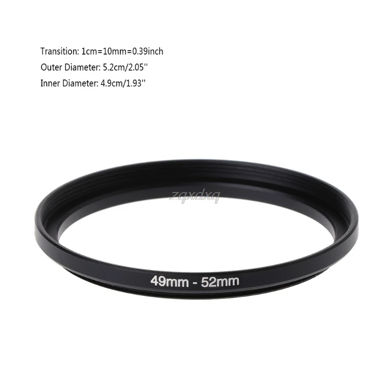 49mm-52mm 49mm To 52mm Step Up Rings Metal Lens Adapter Filter Ring 49-52 Black O05 dropship