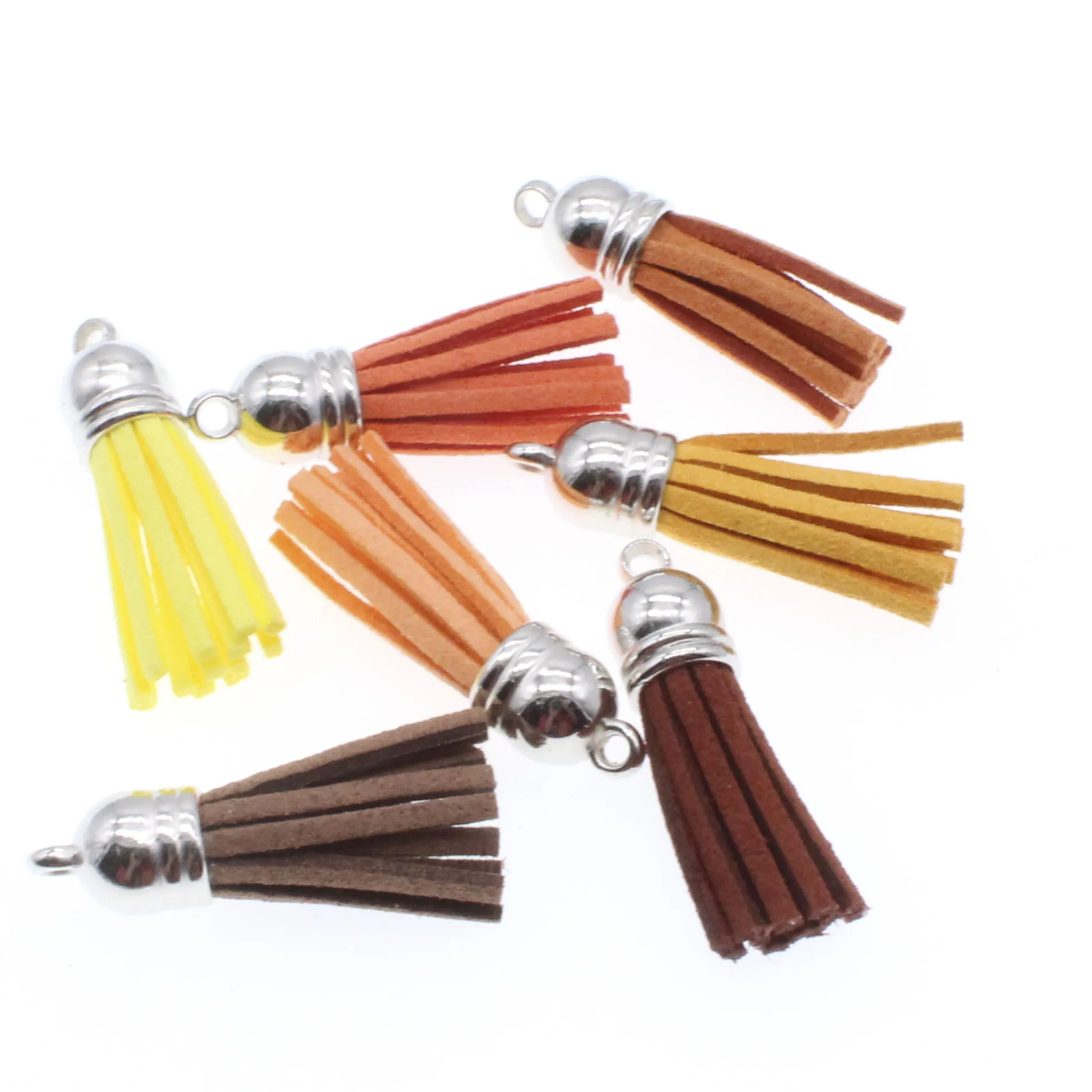 

CHONGAI 20pcs 38mm Fiber Fringe Suede Tassel Key Chains For DIY Jewelry Accessories