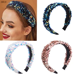 1PC Girls Glitter Reversible Hairband Sequins Fashion Mermaid Head Bands For Women Party Hair Accessories