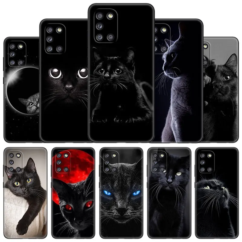 Black Cat Staring Eye On Case For Samsung A13 A01 Core A03S A10 A20E A21 A30 A40 A41 A42 A82 A90 A6 A7 A8 A9 Plus 2018 A5 2017