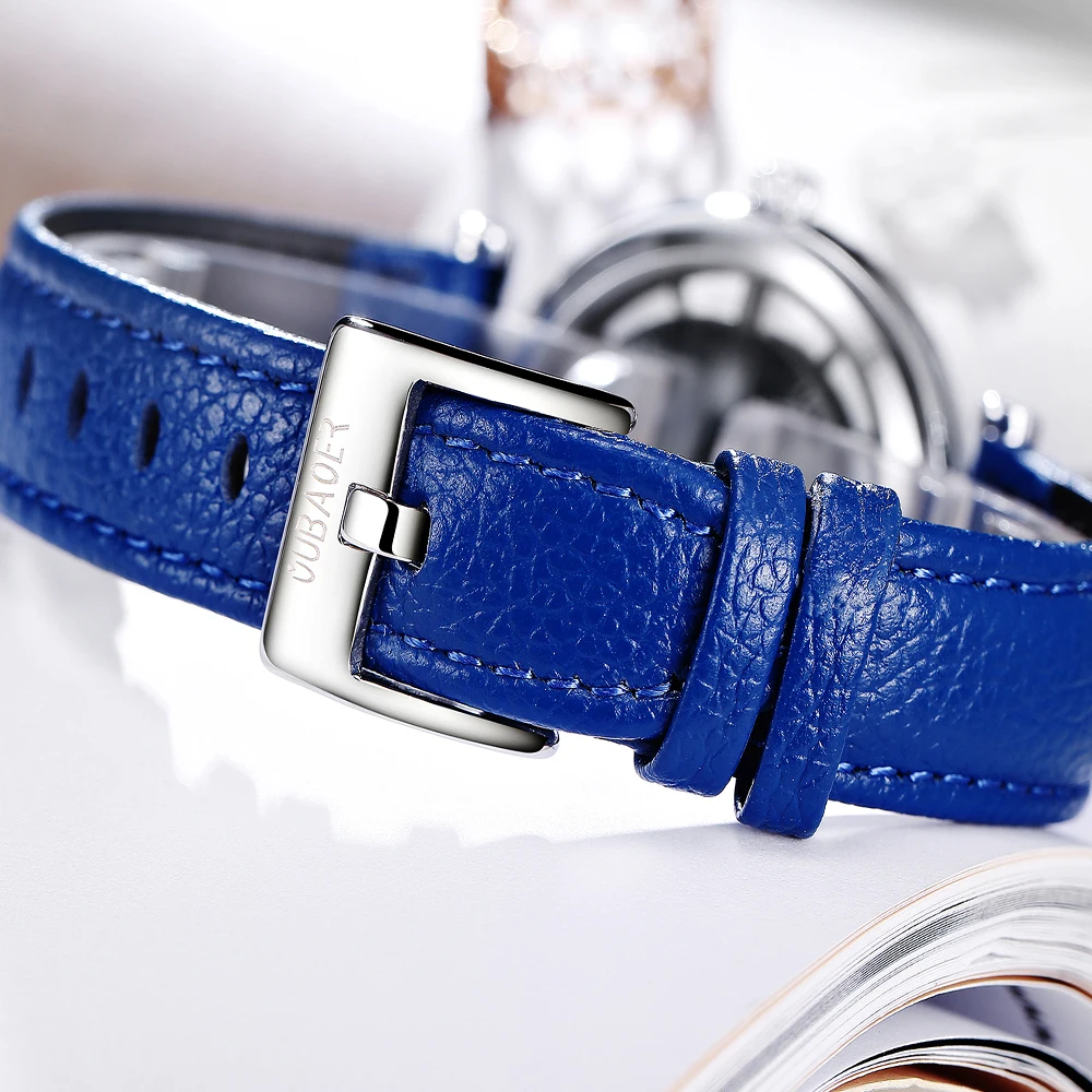 Oubaoer New 2024 Diamond Dial Ladies Watch Leather Band Waterproof Calendar Elegant Quartz Women\'s Wirstwatch Girlfriend Gift