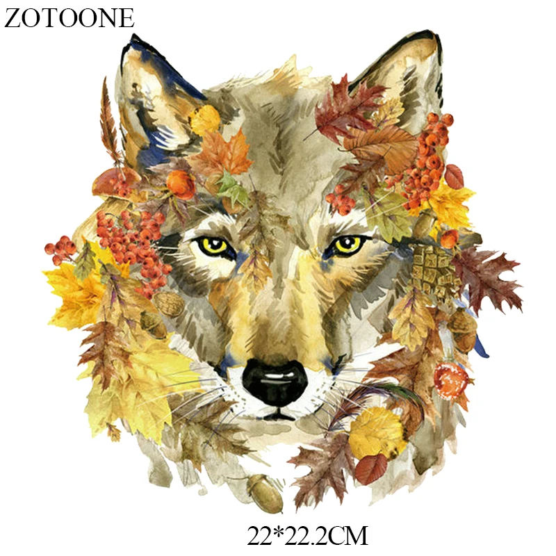 ZOTOONE Cute Animal Iron On Transfers for Clothing Wolf Panda Dog Patch Sticker DIY Kids Thermal Heat Transfer T-shirt Printed G