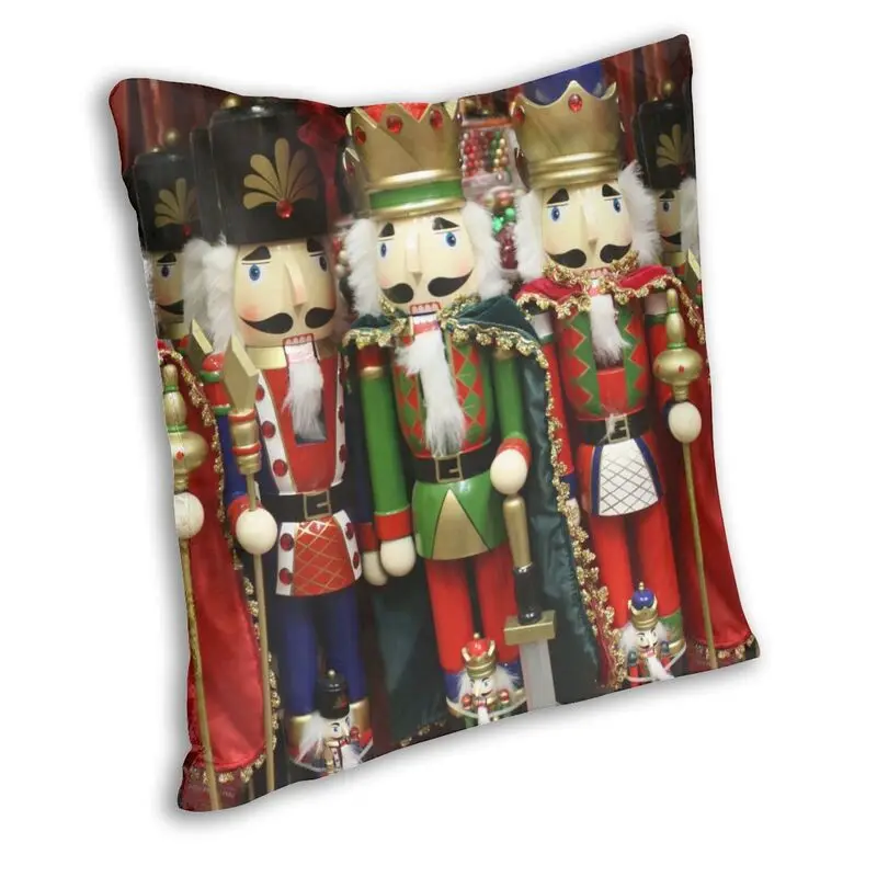 Custom Nutcracker Soldiers Square Pillow Cover Home Decorative 3D Double Side Printing Christmas Presents Cushion Cover for Sofa