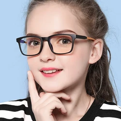 JULI Blue Light Blocking Glasses Kids Fashion Flexible TR90 Frame Plain Computer Gaming Glasses Children Eyewear Girls 6605