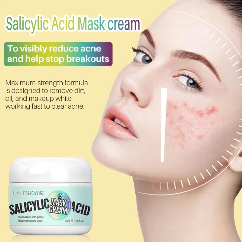 

Salicylic Acid Mask Cream Acne Spot Treatment Rapid Relief Redness and Blemish for Face Moisturizing Pimple Blackheads Remover