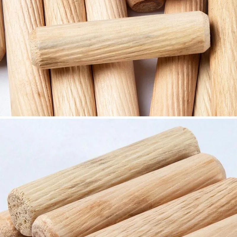 Wooden Dowel M8*30/40/50/60/80mm 50pcs Cabinet Drawer Round Fluted Wood Craft Dowel Pins Rods Set Furniture Fitting