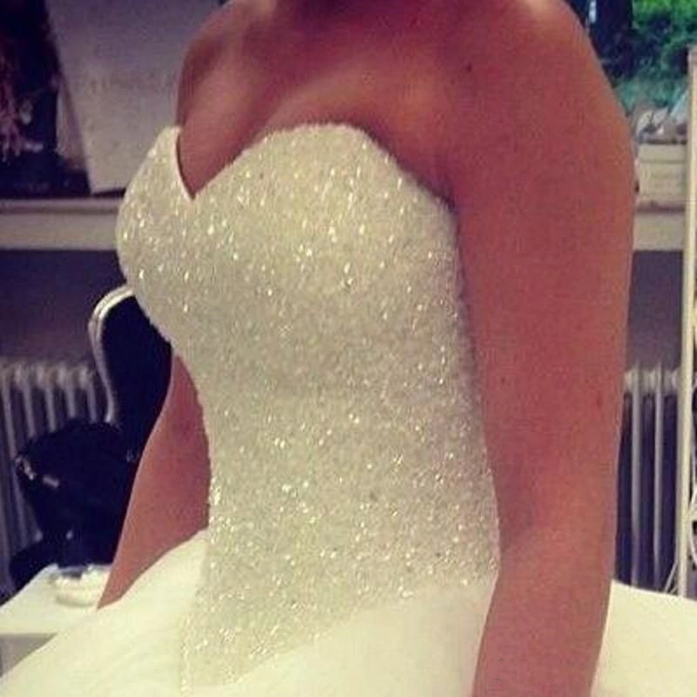 2020 Nuova Principessa Bling Cristalli Di Lusso Bianco Abito Da Sposa Ball Gown Sweetheart Abito Da Sposa Abiti Da Sposa Vestido De Novia