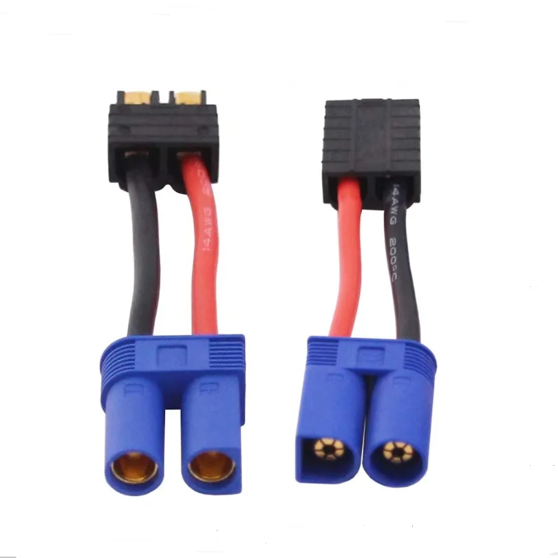 2Pcs 12awg 4cm TRX Male Female toTamiya Deans EC3 EC5 XT60 XT90 With Cover Male Female Connector Adaptor Plug for Rc Battery ESC