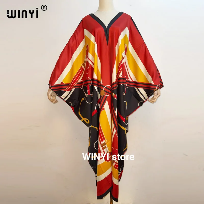 

WINYI 2022 Spring sunmer Kuwait Vintage Maxi Dress Women's Fashion Batwing Sleeve Flower Print Loose robe longue Maxi Dresses