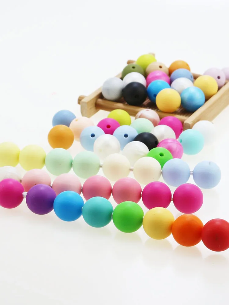 50pcs 10mm/12mm/15mm Silicone Teething Loose Beads BPA Free Silicone Beads Round Wholesale Silicone Beads